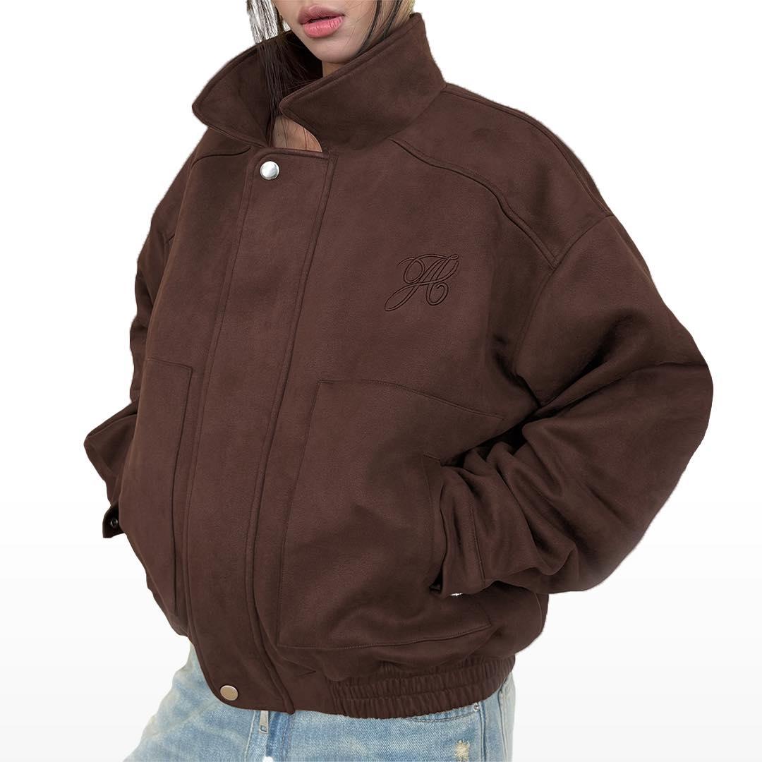 AIAI OFFICIAL Áo khoác da lộn form boxy thêu logo 3D Aiai Faux Suede Jacket |